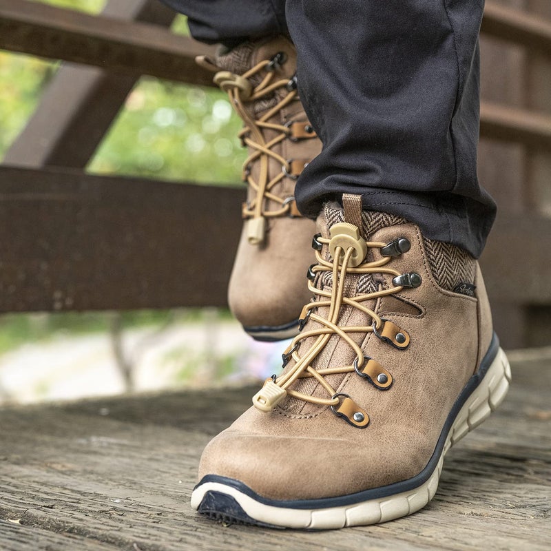 Lock Laces (1 Pair Premium Heavy Duty Elastic No Tie Laces for Boots, Sneakers and Shoes (Tan) - Image 5